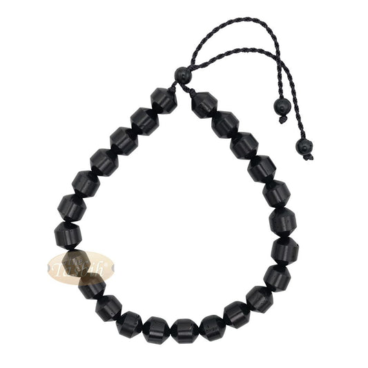 Black Kuka 33ct Tasbih Prayer Beads – Adjustable Handcrafted 7×8 mm Cylinder Genuine Natural Color Shiny Seed Rosary Beads in Gift Box