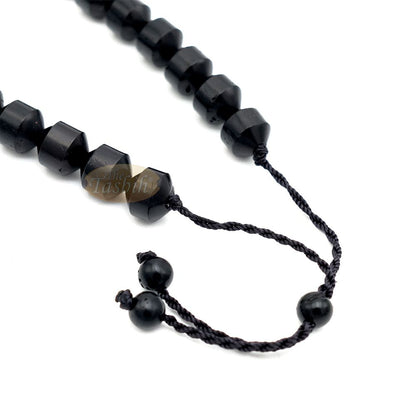 Black Kuka 33ct Tasbih Prayer Beads – Adjustable Handcrafted 7×8 mm Cylinder Genuine Natural Color Shiny Seed Rosary Beads in Gift Box