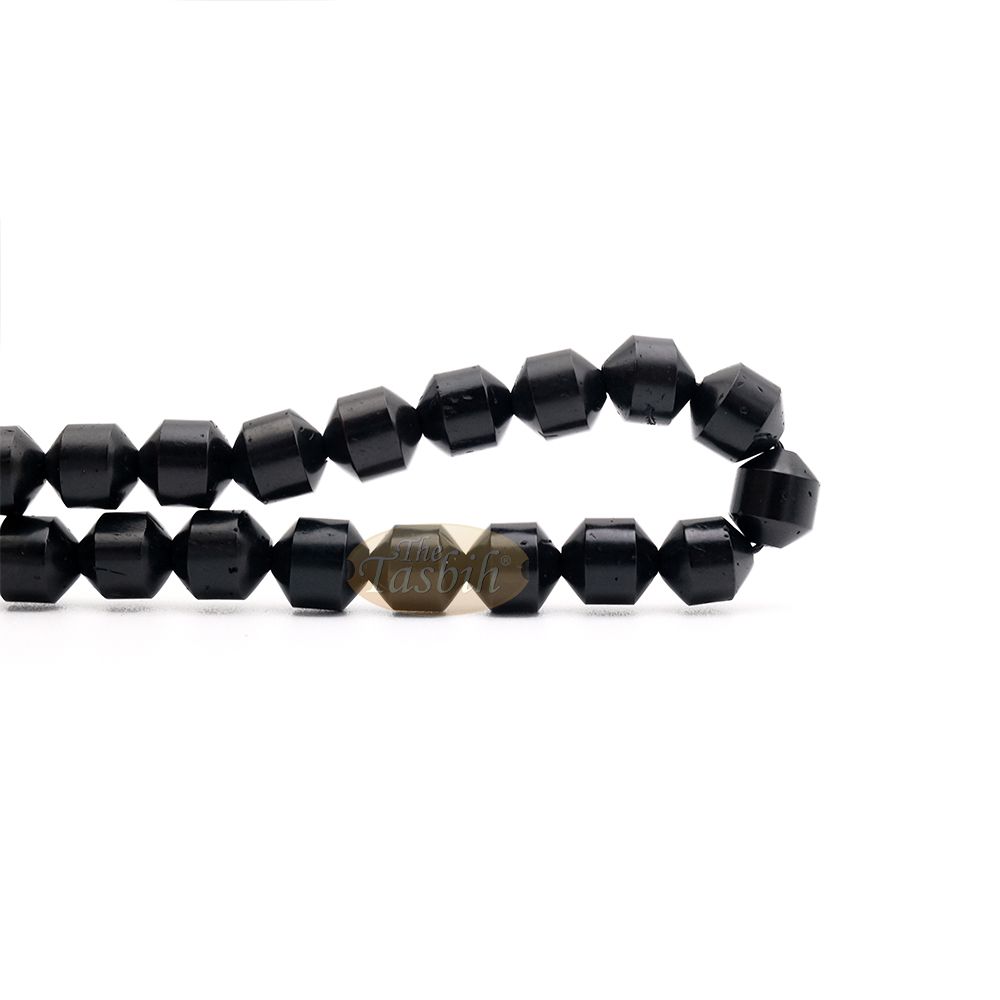Black Kuka 33ct Tasbih Prayer Beads – Adjustable Handcrafted 7×8 mm Cylinder Genuine Natural Color Shiny Seed Rosary Beads in Gift Box