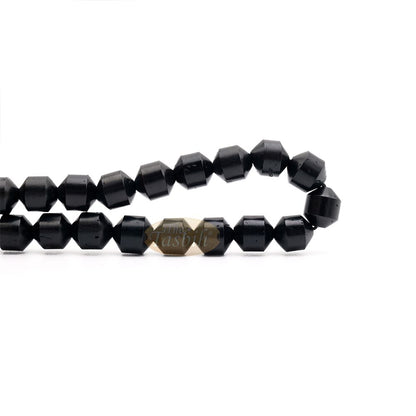 Black Kuka 33ct Tasbih Prayer Beads – Adjustable Handcrafted 7×8 mm Cylinder Genuine Natural Color Shiny Seed Rosary Beads in Gift Box
