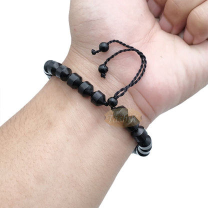 Black Kuka 33ct Tasbih Prayer Beads – Adjustable Handcrafted 7×8 mm Cylinder Genuine Natural Color Shiny Seed Rosary Beads in Gift Box