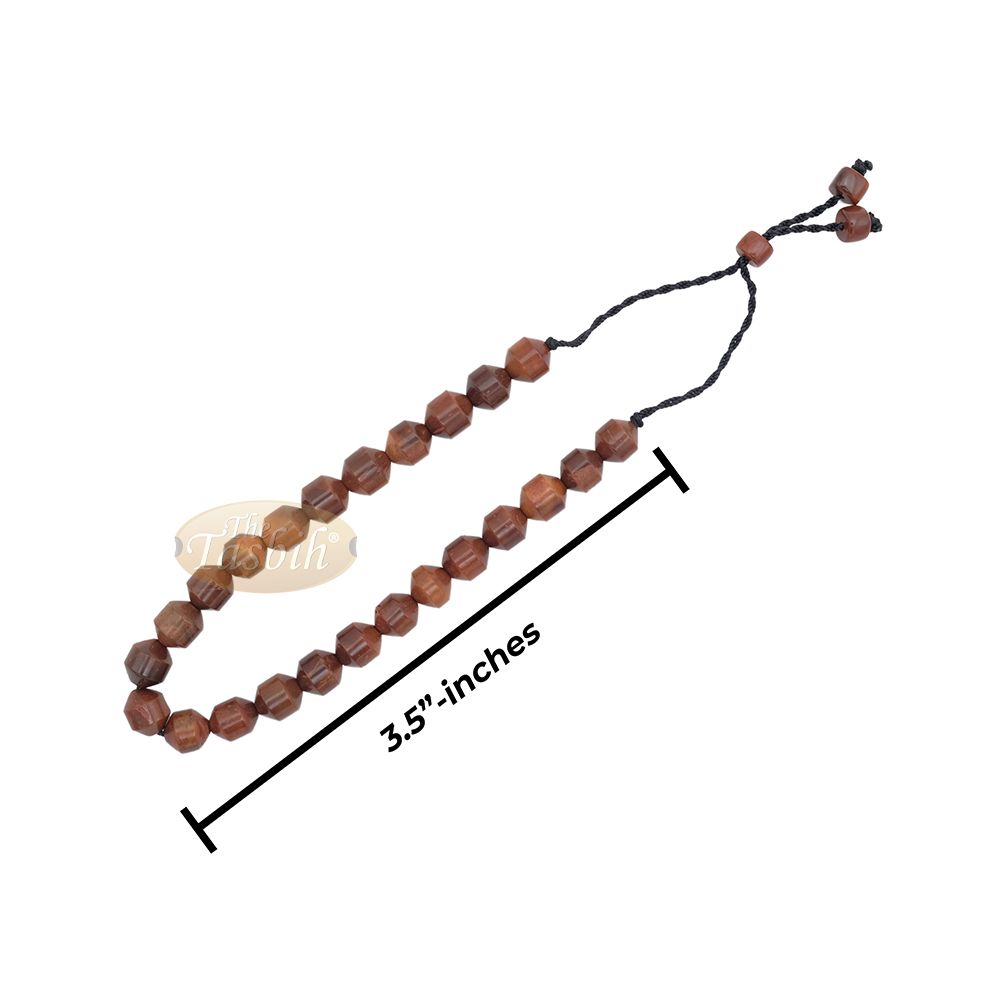 Brown Kuka 33ct Tasbih Prayer Beads – Adjustable Handcrafted 7×8 mm Cylinder Genuine Natural Color Shiny Seed Rosary Beads in Gift Box