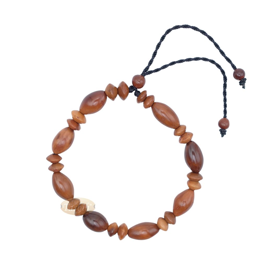 Small Kuka 26ct Adjustable Bracelet – Handcrafted 8×13 mm Elongated Genuine Natural Brown Color Shiny Seed Beads