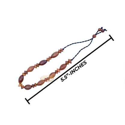 Small Kuka 26ct Adjustable Bracelet – Handcrafted 8×13 mm Elongated Genuine Natural Brown Color Shiny Seed Beads