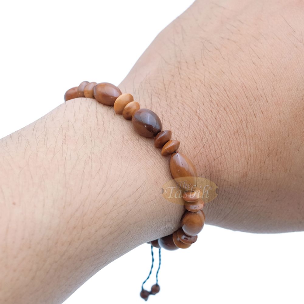 Small Kuka 26ct Adjustable Bracelet – Handcrafted 8×13 mm Elongated Genuine Natural Brown Color Shiny Seed Beads