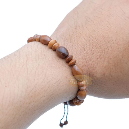 Small Kuka 26ct Adjustable Bracelet – Handcrafted 8×13 mm Elongated Genuine Natural Brown Color Shiny Seed Beads