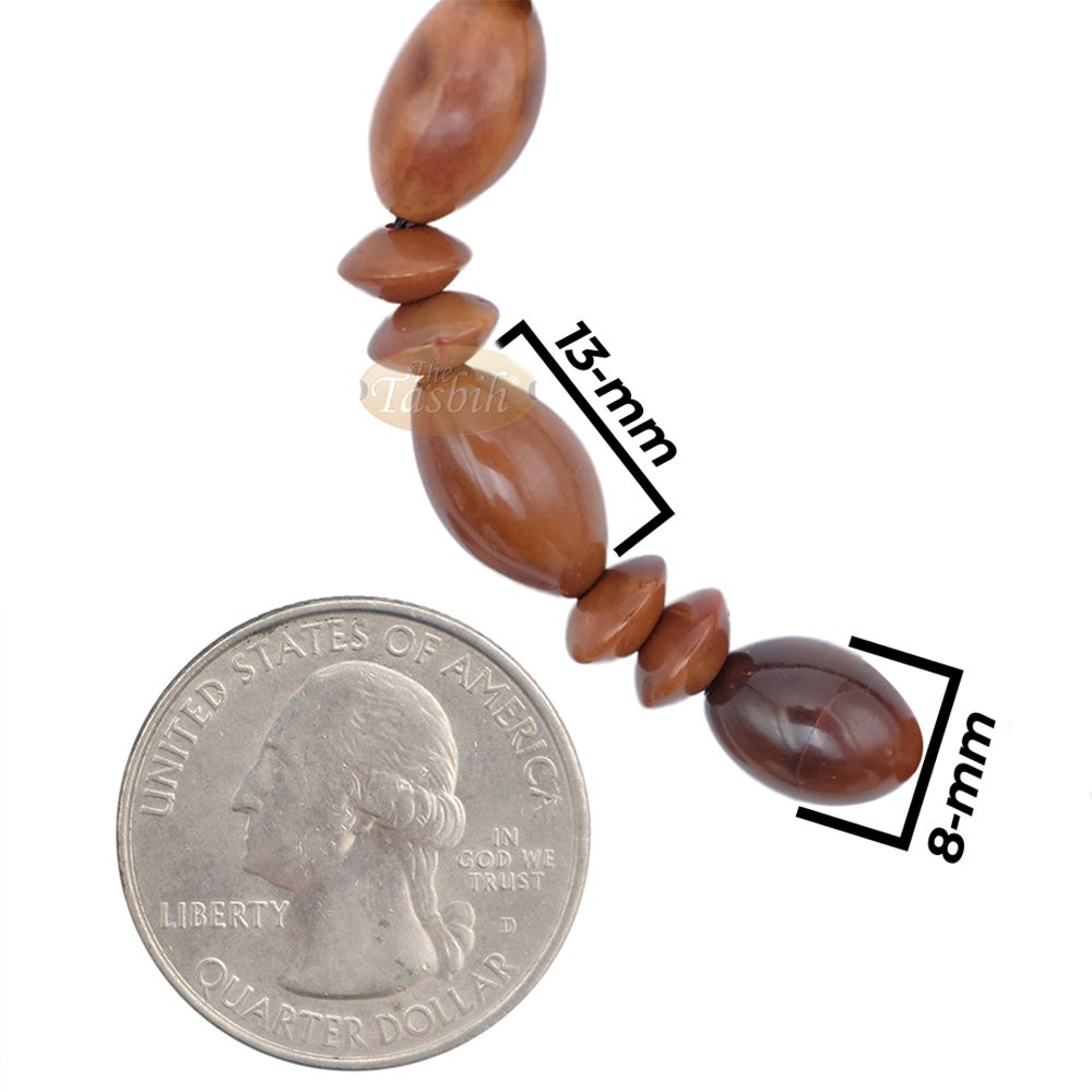 Small Kuka 26ct Adjustable Bracelet – Handcrafted 8×13 mm Elongated Genuine Natural Brown Color Shiny Seed Beads