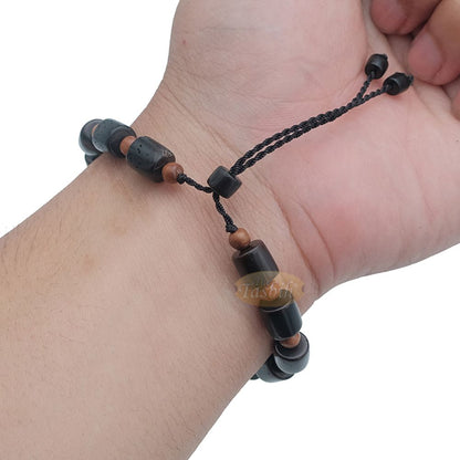 Medium Kuka 27ct Adjustable Bracelet – Handcrafted 8 mm Barrel 5 mm Round Genuine Natural Color Shiny Seed Beads