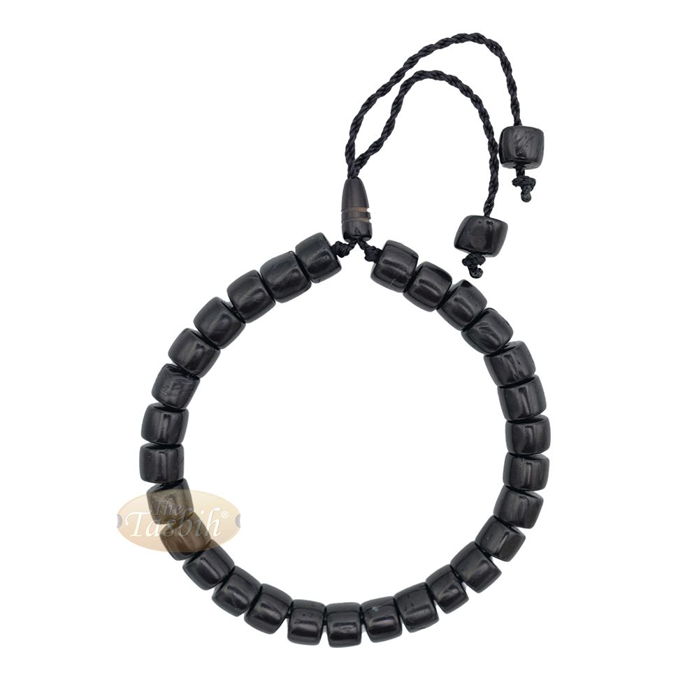 Black Kuka 29ct Bracelet – Adjustable Handcrafted 5×6 mm Cylinder Genuine Natural Color Shiny Seed Beads in Gift Box