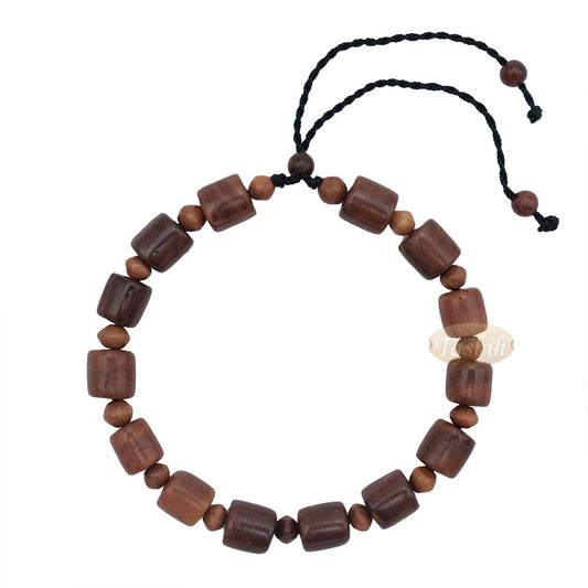 Brown Medium Kuka 29ct Prayer Bracelet – Handcrafted 8 mm Barrel 5 mm Round Genuine Natural Color Shiny Seed Rosary Beads in Gift Box