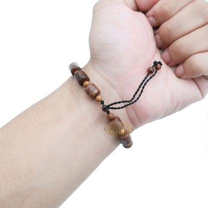 Brown Medium Kuka 29ct Prayer Bracelet – Handcrafted 8 mm Barrel 5 mm Round Genuine Natural Color Shiny Seed Rosary Beads in Gift Box