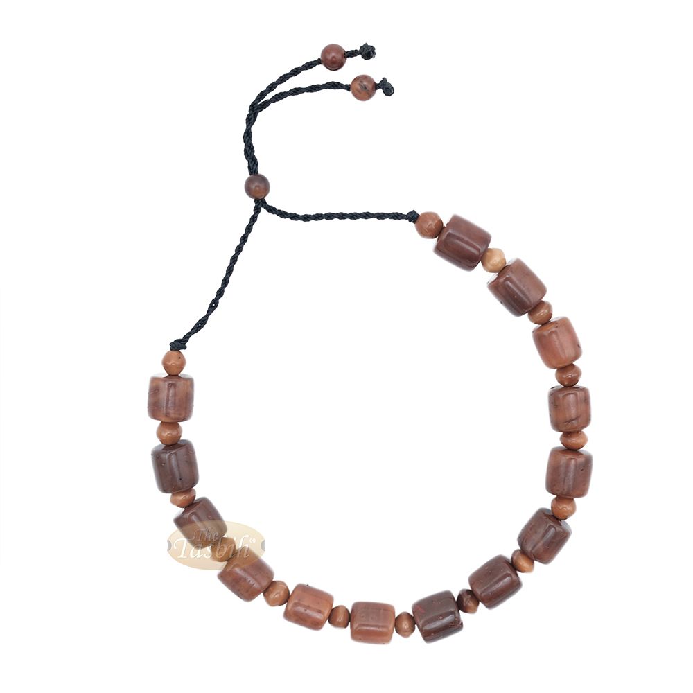 Brown Medium Kuka 29ct Prayer Bracelet – Handcrafted 8 mm Barrel 5 mm Round Genuine Natural Color Shiny Seed Rosary Beads in Gift Box