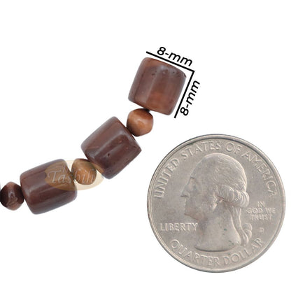 Brown Medium Kuka 29ct Prayer Bracelet – Handcrafted 8 mm Barrel 5 mm Round Genuine Natural Color Shiny Seed Rosary Beads in Gift Box