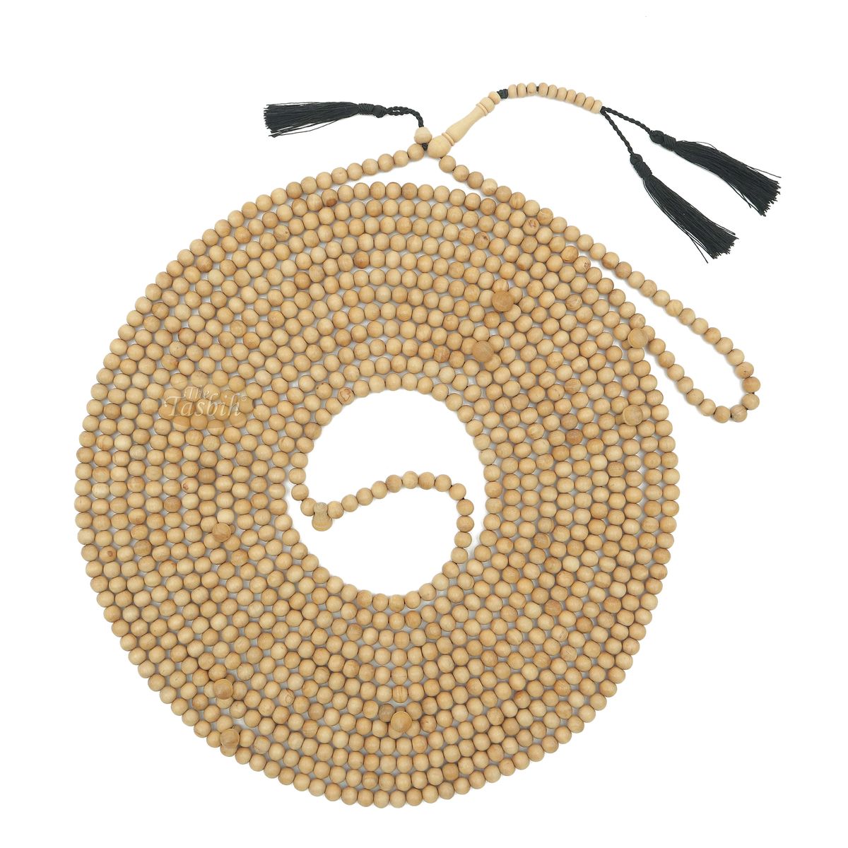 1000-Bead Citrus Wood (Kemuning) Tasbih – 8 mm Prayer Beads – Subha Misbaha with Beautiful Black Tassels
