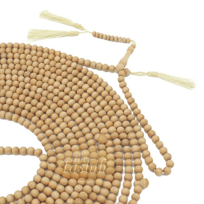 1000-Bead Exotic Yellow Citrus Wood (Kemuning) Tasbih – 8 mm Prayer Beads – Subha Misbaha with Beautiful Tassels