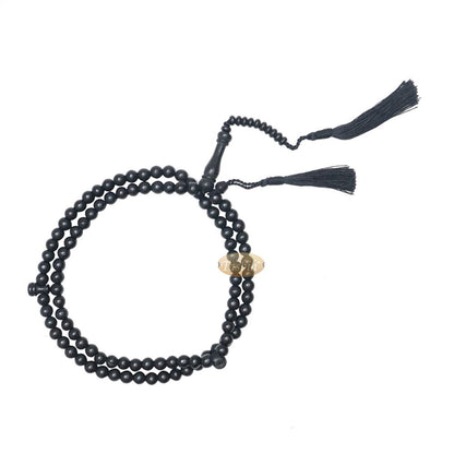 Handcrafted 8 mm Black Citrus Wood Tasbih 99-Beads with Black Tassel