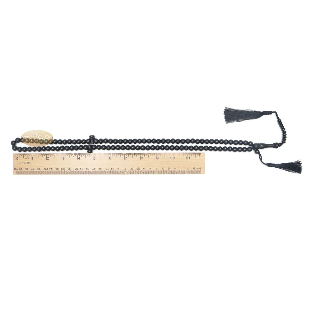Handcrafted 8 mm Black Citrus Wood Tasbih 99-Beads with Black Tassel