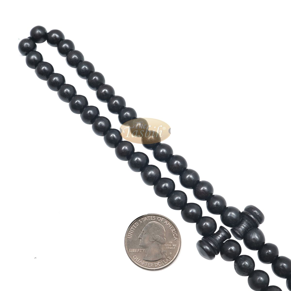 Handcrafted 8 mm Black Citrus Wood Tasbih 99-Beads with Black Tassel