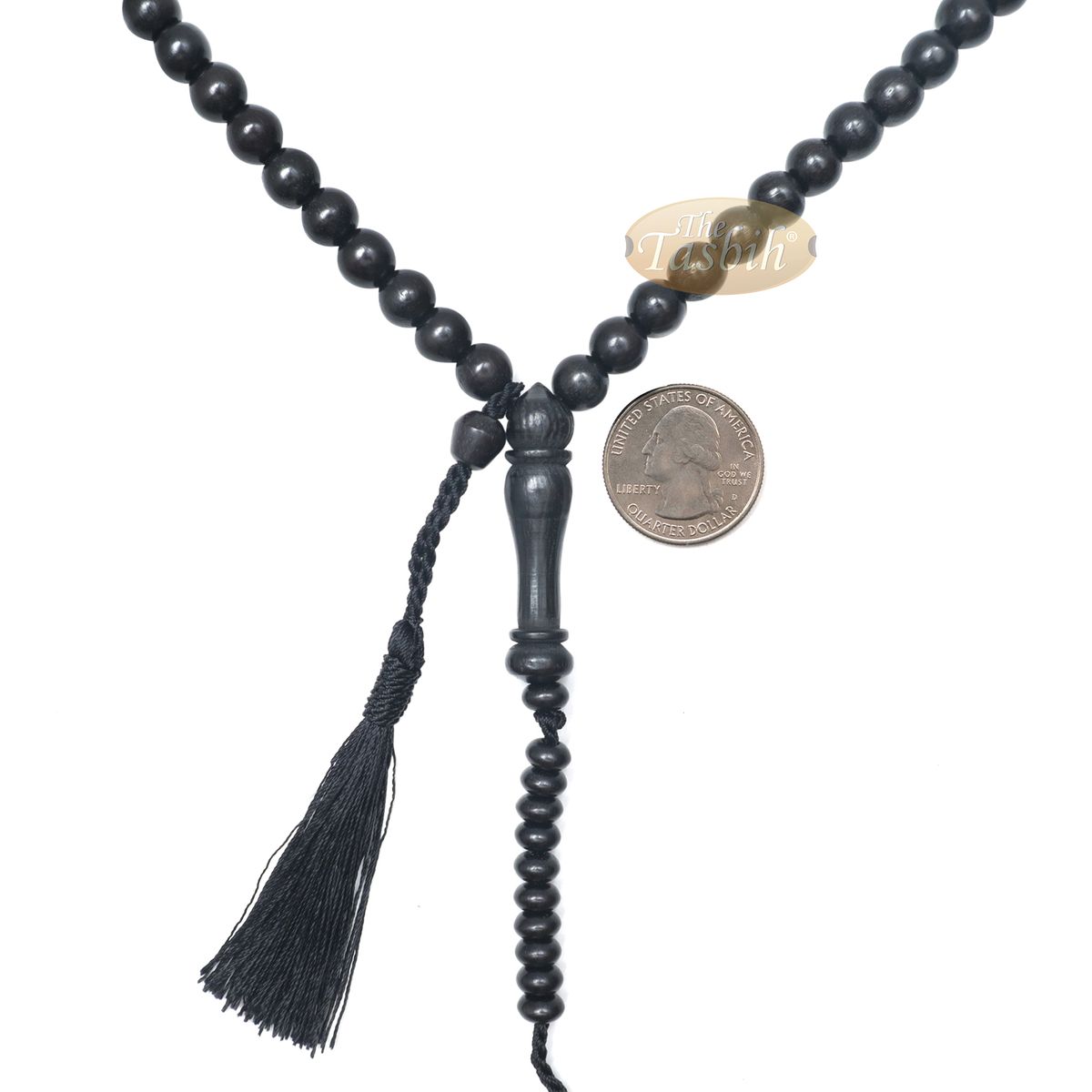 Handcrafted 8 mm Black Citrus Wood Tasbih 99-Beads with Black Tassel