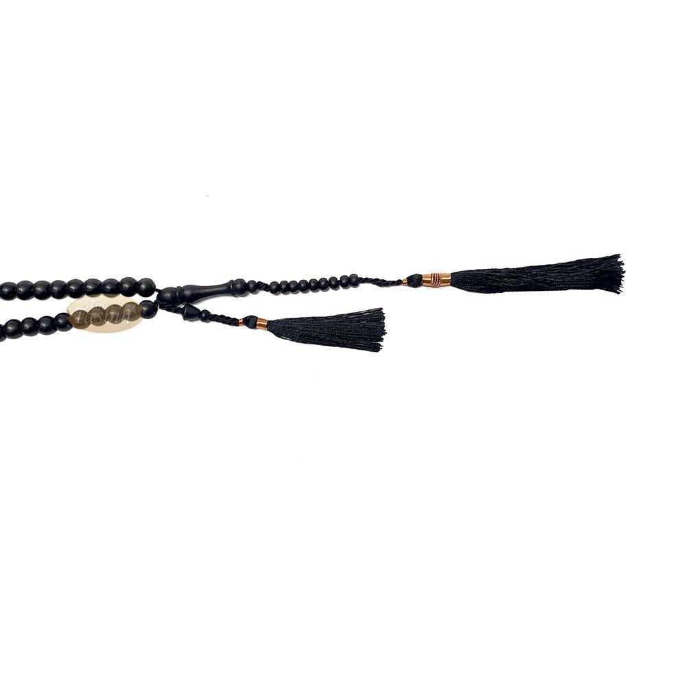 Black Citrus Wood Handcrafted Tasbih with Copper Wire-Decorated Tassels