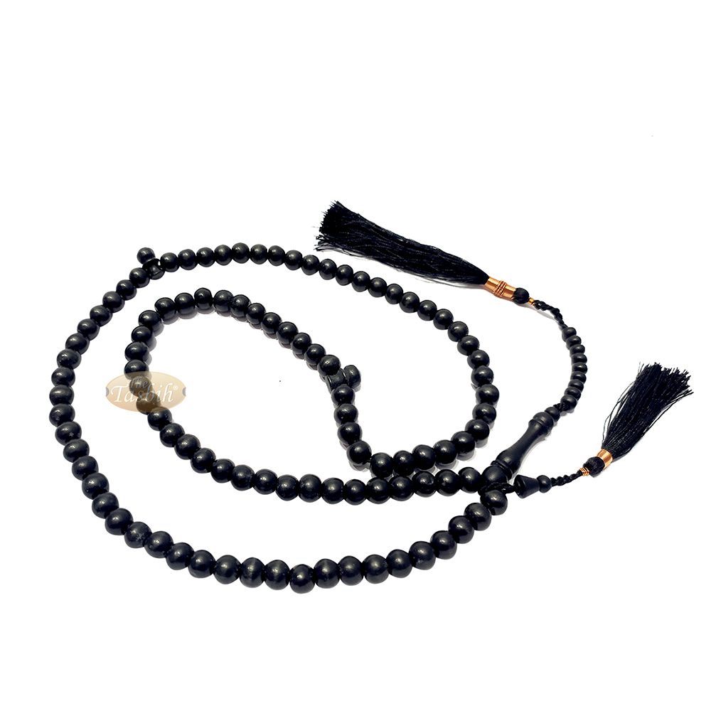 Black Citrus Wood Handcrafted Tasbih with Copper Wire-Decorated Tassels