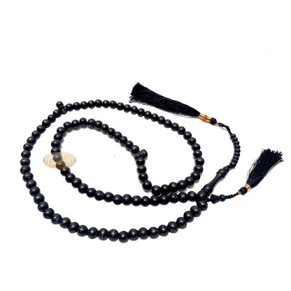 Black Citrus Wood Handcrafted Tasbih with Copper Wire-Decorated Tassels