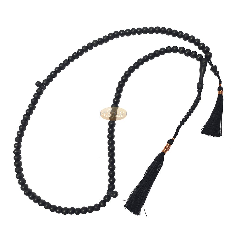 Black Citrus Wood Handcrafted Tasbih with Copper Wire-Decorated Tassels