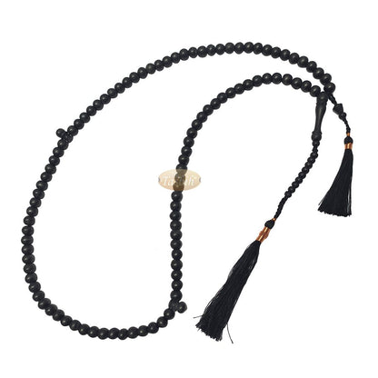 Black Citrus Wood Handcrafted Tasbih with Copper Wire-Decorated Tassels