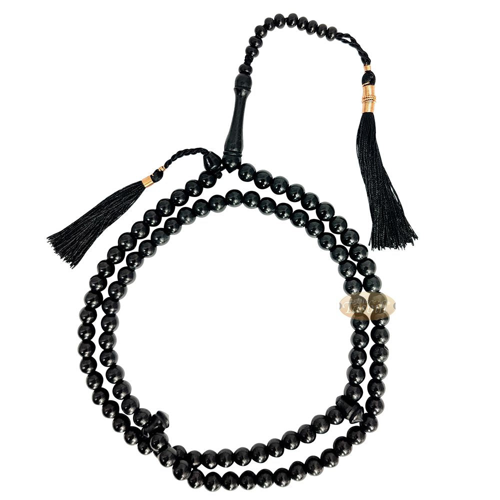 Black Citrus Wood Handcrafted Tasbih with Copper Wire-Decorated Tassels