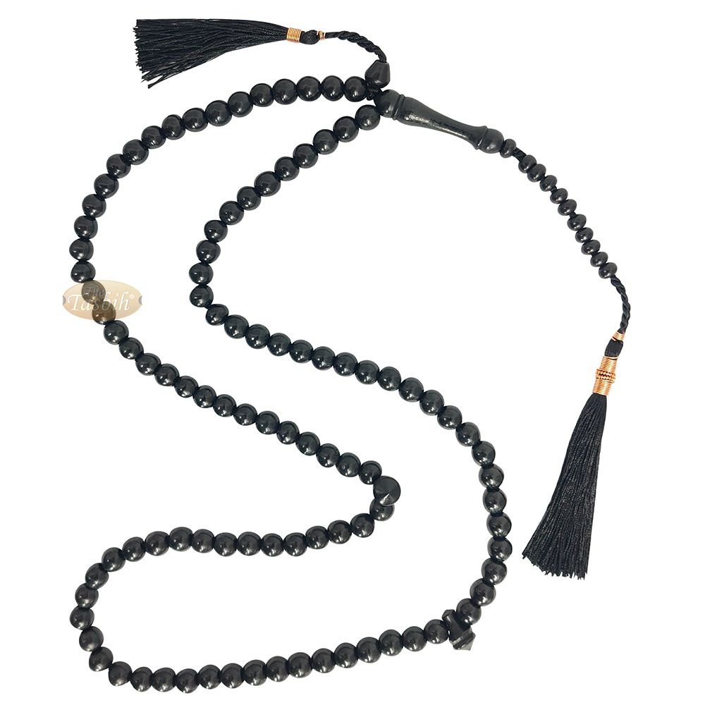 Black Citrus Wood Handcrafted Tasbih with Copper Wire-Decorated Tassels