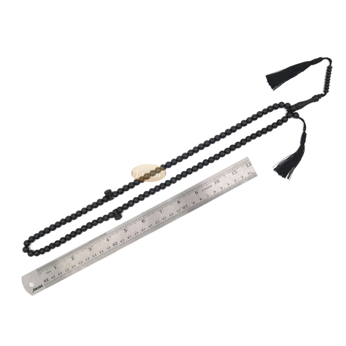 Handcrafted 9 mm Dyed Citrus Wood Black Beads Tasbih Misbaha 99-Beads with Tassels