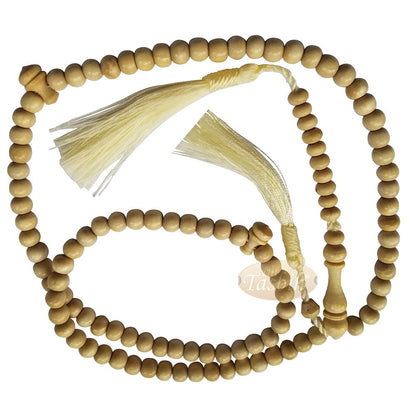 Natural Yellow Citrus Wood Islamic Prayer Beads, 6-mm, 99-Bead Tasbih Rosary