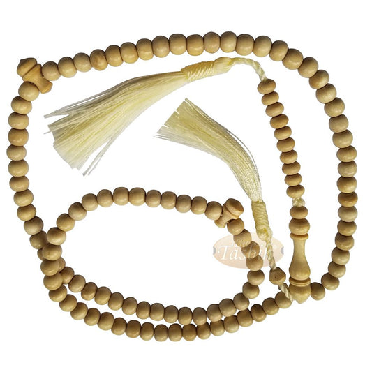Natural Yellow Citrus Wood Islamic Prayer Beads, 6-mm, 99-Bead Tasbih Rosary