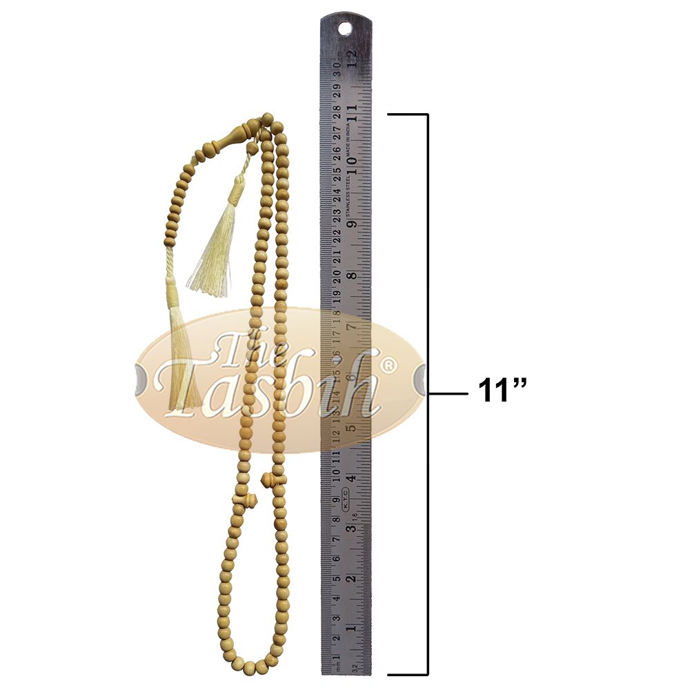 Natural Yellow Citrus Wood Islamic Prayer Beads, 6-mm, 99-Bead Tasbih Rosary