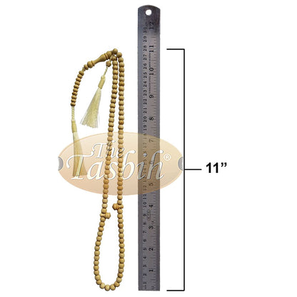 Natural Yellow Citrus Wood Islamic Prayer Beads, 6-mm, 99-Bead Tasbih Rosary