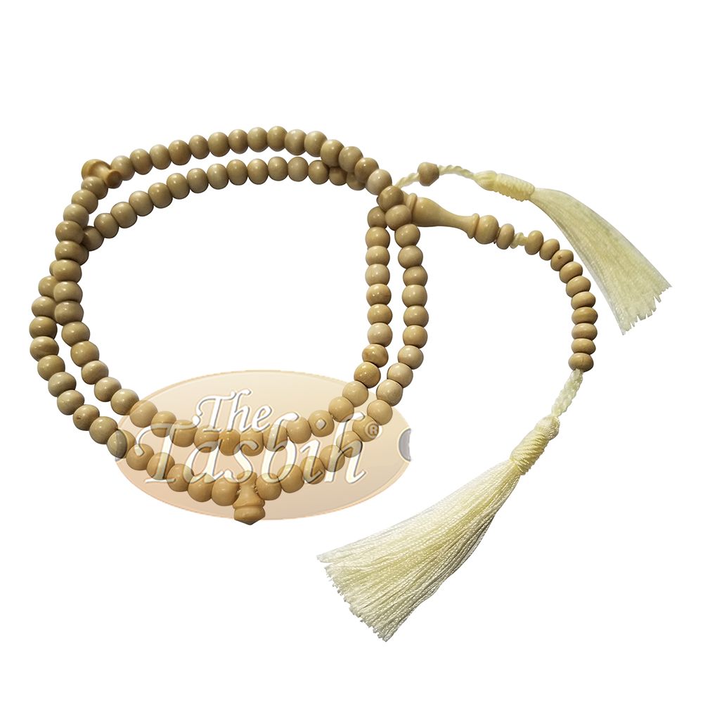 Natural Yellow Citrus Wood Islamic Prayer Beads, 6-mm, 99-Bead Tasbih Rosary