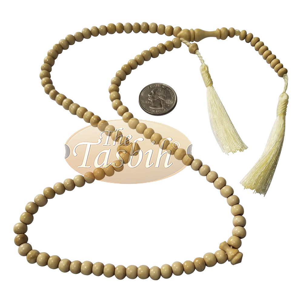 Natural Yellow Citrus Wood Islamic Prayer Beads, 6-mm, 99-Bead Tasbih Rosary