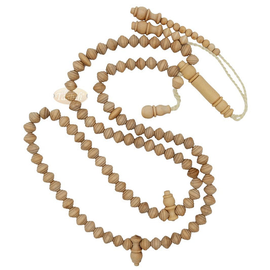 Yellow Citrus Natural 8×9 mm Handcrafted 99-bead Muslim Prayer Beads Tasbih – Genuine Color Shiny Seed Islamic Rosary in Gift Box