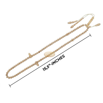 Yellow Citrus Natural 8×9 mm Handcrafted 99-bead Muslim Prayer Beads Tasbih – Genuine Color Shiny Seed Islamic Rosary in Gift Box