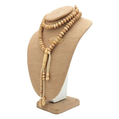 Yellow Citrus Natural 8×11 mm Handcrafted 99-bead Muslim Prayer Beads Tasbih – Genuine Color Shiny Seed Islamic Rosary in Gift Box