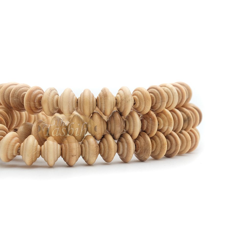 Yellow Citrus Natural 8×11 mm Handcrafted 99-bead Muslim Prayer Beads Tasbih – Genuine Color Shiny Seed Islamic Rosary in Gift Box