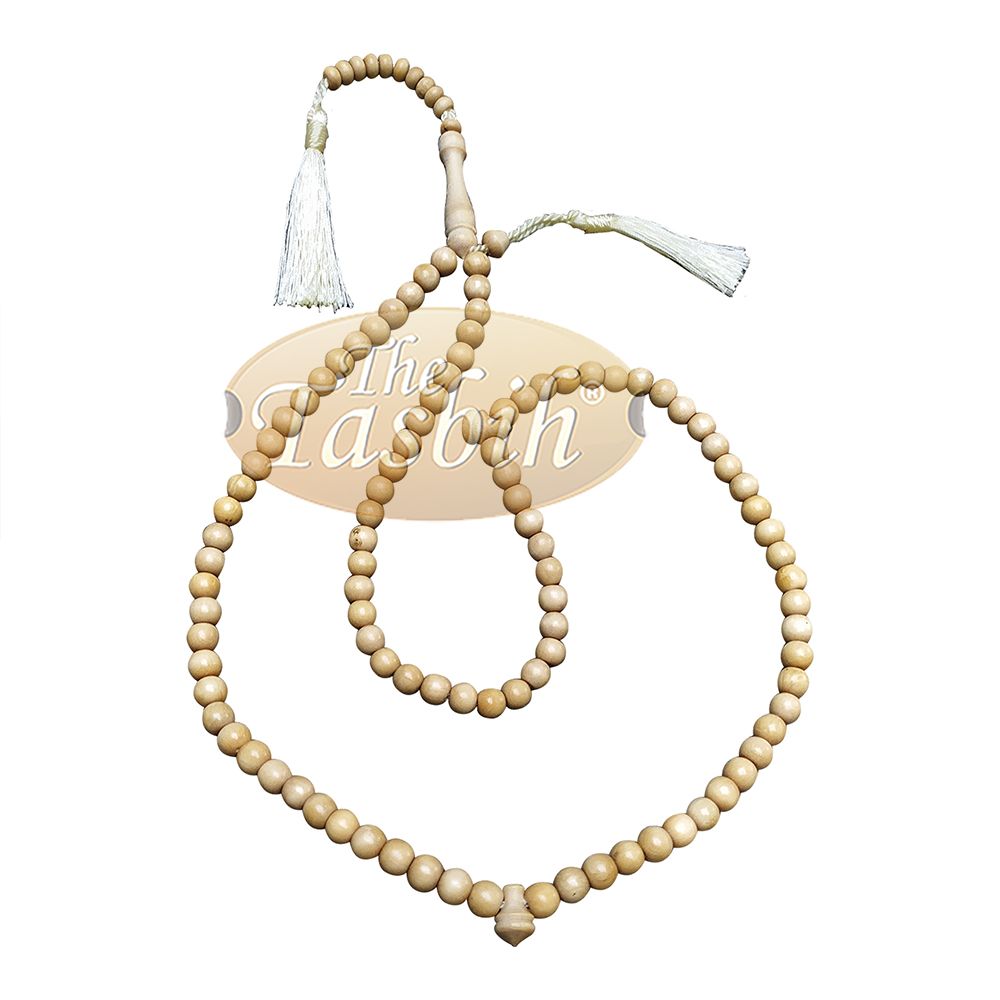 Natural Yellow Citrus Wood Tasbih 8 mm 99-Bead Prayer Beads 2 Tassels