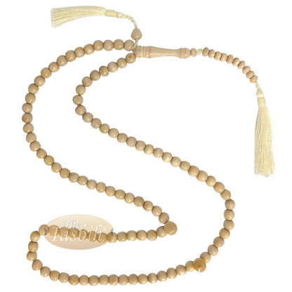 Natural Yellow Citrus Wood Tasbih 8 mm 99-Bead Prayer Beads 2 Tassels