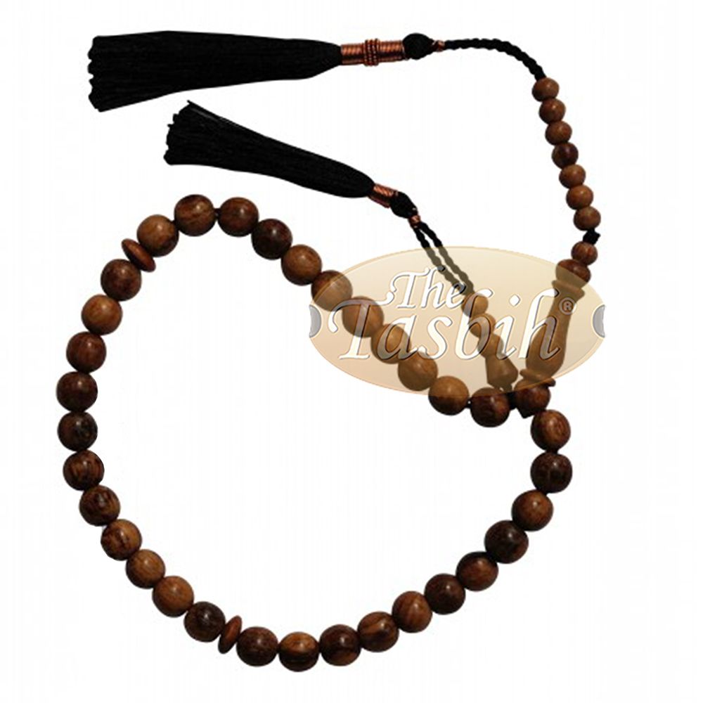 Natural Oud Aloeswood 33-Bead Prayer Bead Rosary 8 mm Beads Tassels