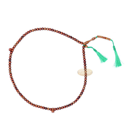 Wood Muslim Tasbih | Natural Orange 8 mm Indonesian Secang Wooden Misbaha Prayer Beads 99-Count