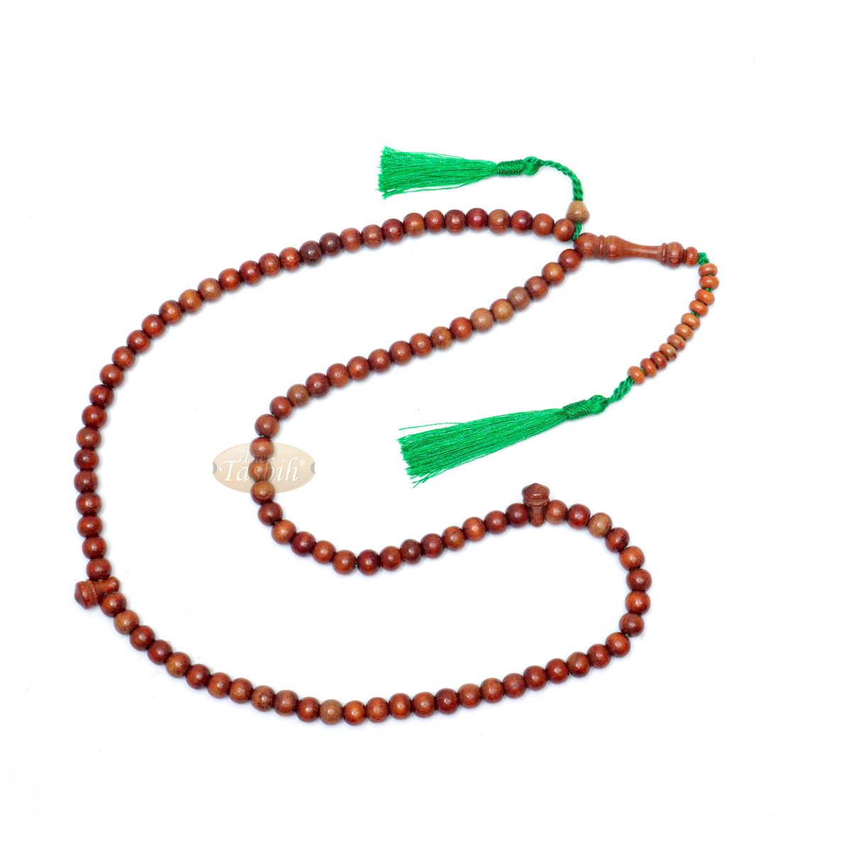 Wood Muslim Tasbih | Natural Orange 8 mm Indonesian Secang Wooden Misbaha Prayer Beads 99-Count