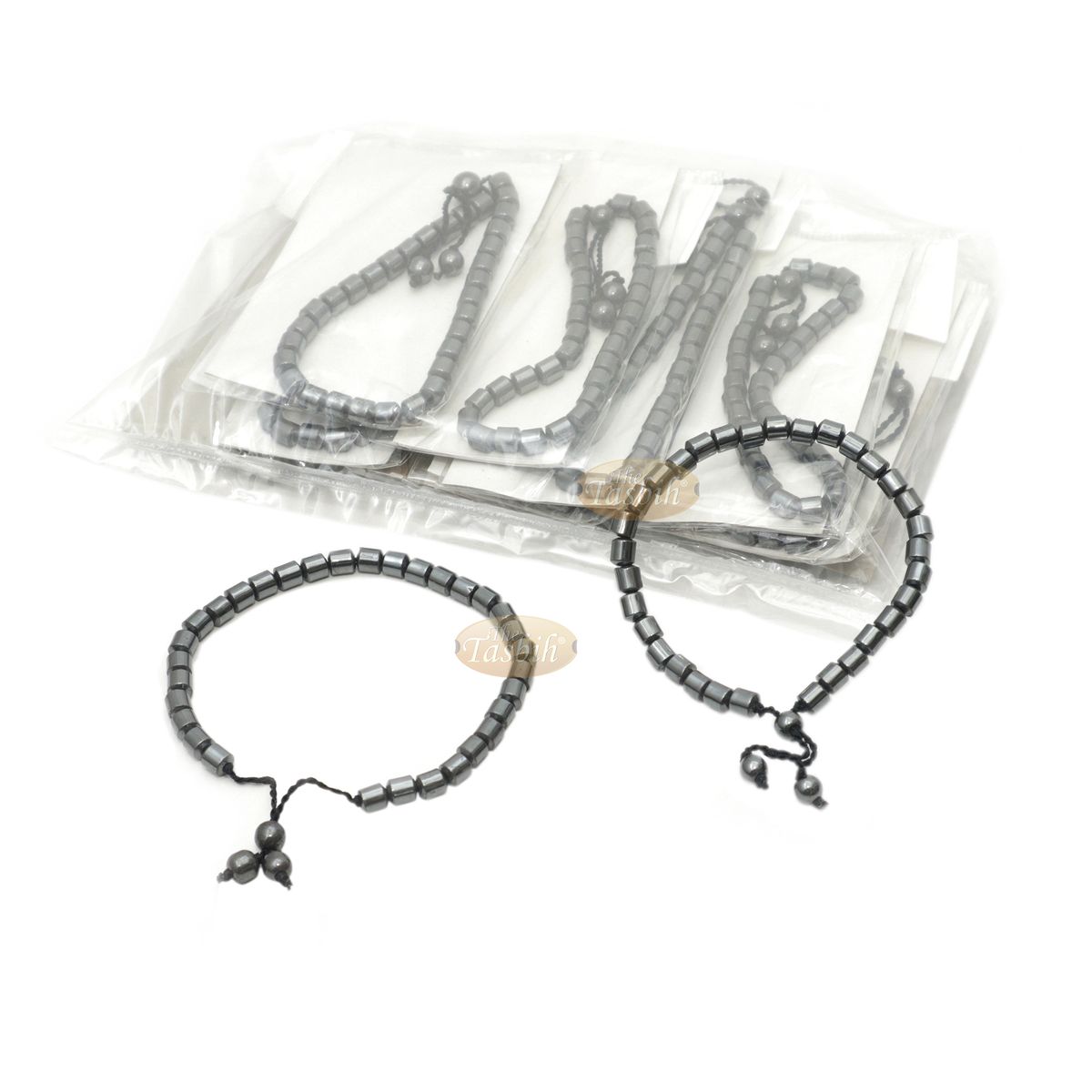 Lot of 12 33-Bead Hematite Stone 6 mm Cylinder Bracelet No Divider