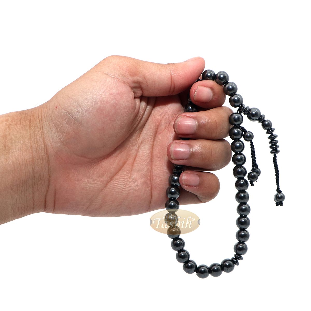 Round 33-Bead Tasbih Hematine Beads 8 mm Double Dividers Prayer Beads Zikr Beads Rosary