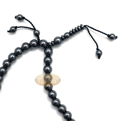 Round 33-Bead Tasbih Hematine Beads 8 mm Double Dividers Prayer Beads Zikr Beads Rosary