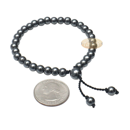 Stone Bracelet 33-Bead Hematite 6 mm Beads without Dividers Zikr